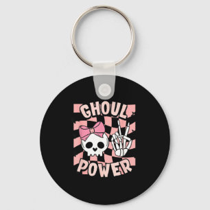 Cute Halloween Funny Girl Ghoul Power Pink Skull Key Ring