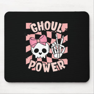 Cute Halloween Funny Girl Ghoul Power Pink Skull Mouse Pad