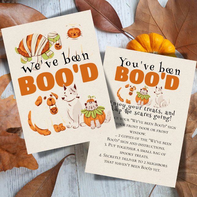 Cute Halloween Games Boo Neighbour Game Card (Bring the Halloween spirit to the neighborhood with this "We've been Boo'd" game sign)