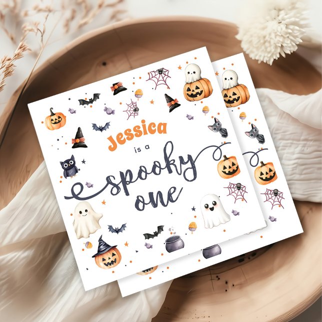 Cute Halloween Ghost 1st Birthday Party Napkin (Creator Uploaded)