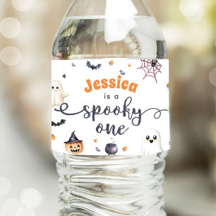 Cute Halloween Ghost 1st Birthday Party Water Bottle Label