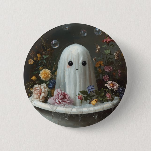 Cute Halloween Ghost 6 Cm Round Badge (Front)