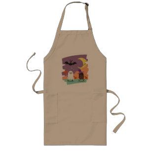 Cute Halloween Ghost and Candy Friends Long Apron
