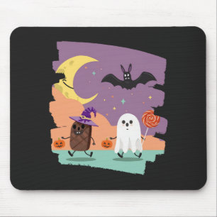 Cute Halloween Ghost and Candy Friends Mouse Pad