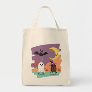Cute Halloween Ghost and Candy Friends Tote Bag