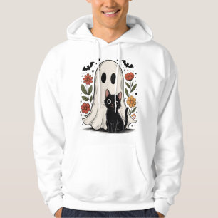 Cute Halloween Ghost and Cat Hoodie