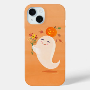 Cute Halloween Ghost and Flowers iPhone 15 Case