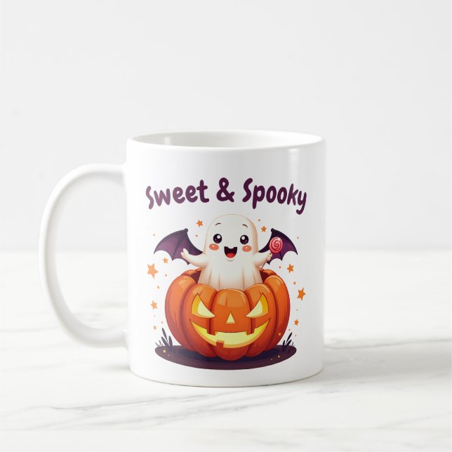 Cute halloween ghost and pumpkin mug (Left)