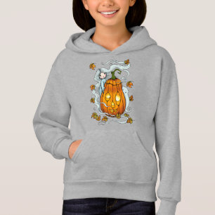 Cute Halloween Ghost and Pumpkin with Cat