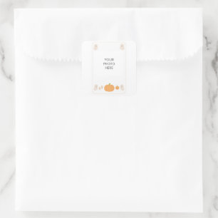 Cute Halloween Ghost Baby Photo Frame Template Square Sticker