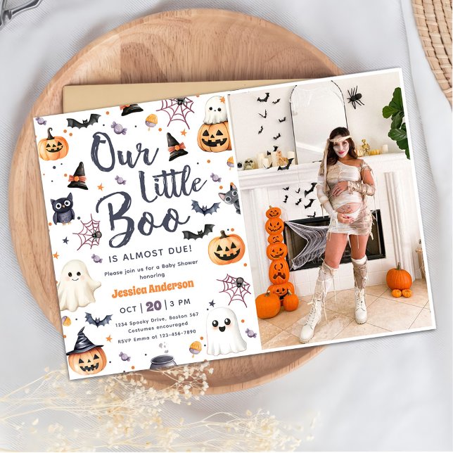 Cute Halloween Ghost Baby Shower Party Photo Invitation (Creator Uploaded)