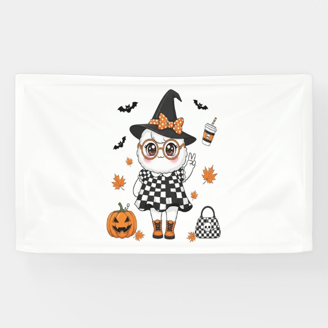 Cute Halloween Ghost Banner (Horizontal)