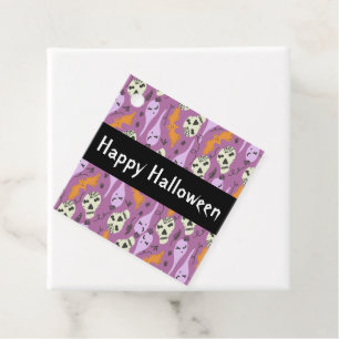 Cute Halloween Ghost Bat Skull Doodle Pattern Favour Tags