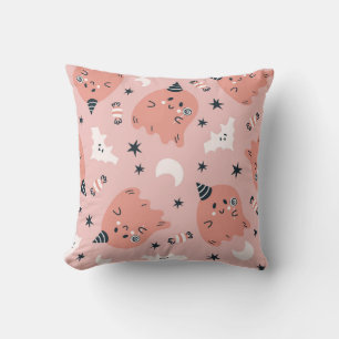 Cute Halloween Ghost Bats and Candy Cushion