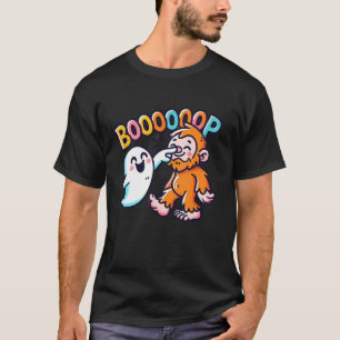 Cute Halloween Ghost Bigfoot Sasquatch Boop Funny T-Shirt