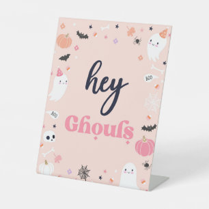 Cute Halloween Ghost Birthday Party Decorations Pedestal Sign