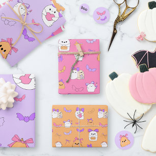 Cute Halloween Ghost Birthday Wrapping Paper Sheet