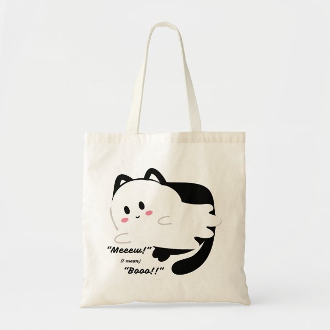 Cute Halloween Ghost Black Cat Boo   Tote Bag (Front)