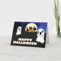 Cute Halloween Ghost Black Cat Spooky