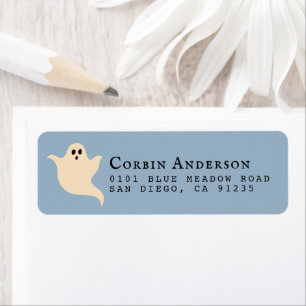 Cute Halloween Ghost Blue Return Address Return Address Label