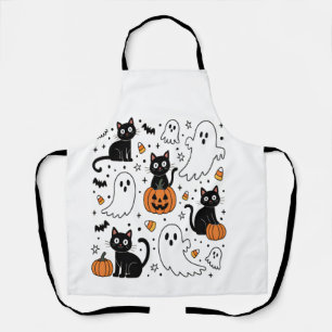 Cute Halloween Ghost Boo Cat Apron
