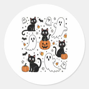 Cute Halloween Ghost Boo Cat Classic Round Sticker