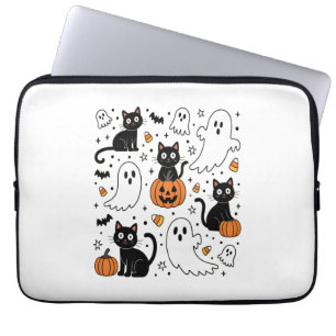 Cute Halloween Ghost Boo Cat Laptop Sleeve