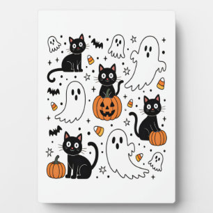 Cute Halloween Ghost Boo Cat Plaque