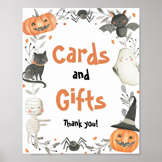 Cute Halloween Ghost Cards & Gifts Party Sign (Front)