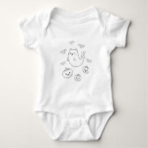 Cute Halloween Ghost Cat Pumpkins Bats Line Art St