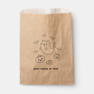 Cute Halloween Ghost Cat Pumpkins Bats Line Art St Favour Bag