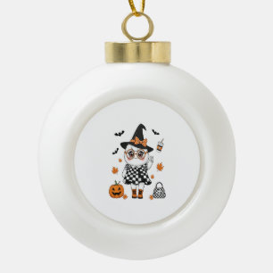Cute Halloween Ghost Ceramic Ball Christmas Ornament