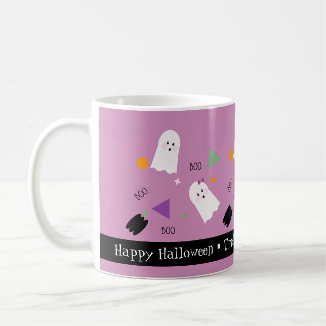 Cute Halloween Ghost Colourful Confetti Mix Coffee Mug (Left)