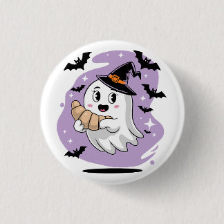 Cute Halloween Ghost Croissant Haunting 3 Cm Round Badge