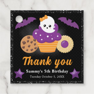 Cute Halloween Ghost Cupcake Kids Birthday Favour Tags