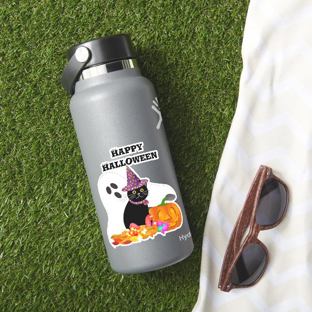Cute Halloween Ghost Custom-Cut Vinyl Sticker (HydroFlask Insitu)