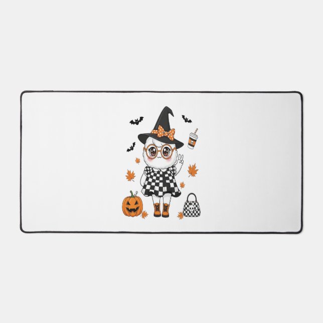 Cute Halloween Ghost Desk Mat (Front)