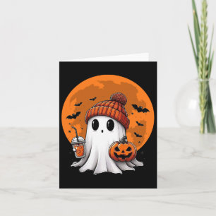 Cute Halloween Ghost Drink Coffee Cute Ghost Trick Card