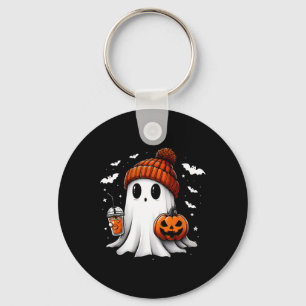 Cute Halloween Ghost Drink Pumpkin  Key Ring