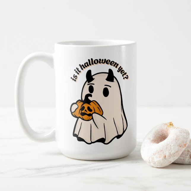 Cute Halloween Ghost Fall Funny Coffee Tea Mug (With Donut)