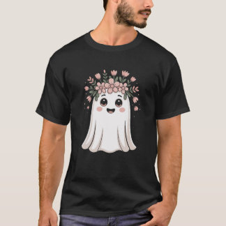 Cute Halloween Ghost Floral Girls T-Shirt – Trick-