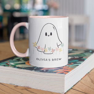 Cute Halloween Ghost Floral Mug