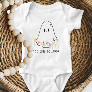 Cute Halloween Ghost Floral Too Cute To Spook Baby Bodysuit