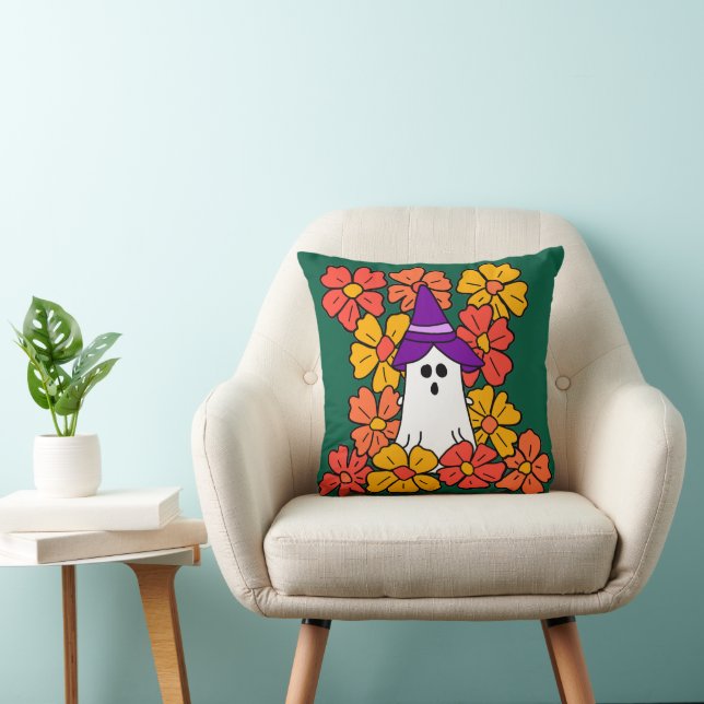 Cute Halloween Ghost Flower Field Cushion (Chair)