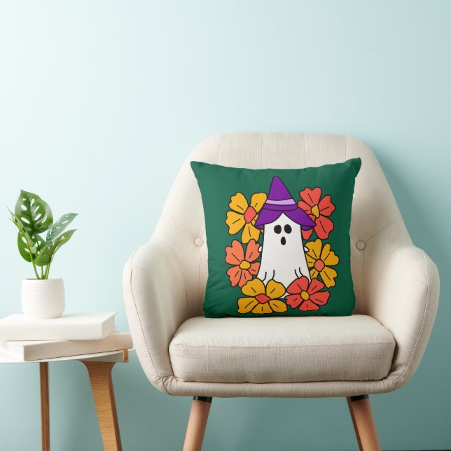 Cute Halloween Ghost Flower Wreath  Cushion (Chair)
