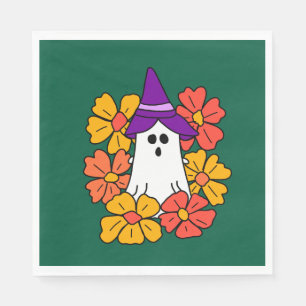 Cute Halloween Ghost Flower Wreath  Napkin
