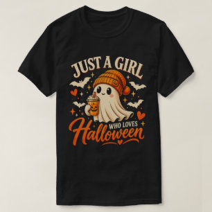 Cute Halloween Ghost Girl with Pumpkin Coffee T-Shirt