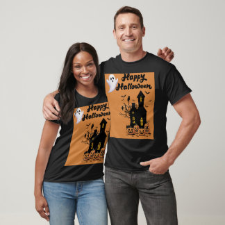 Cute Halloween Ghost Haunted House Pumpkins Spooky T-Shirt