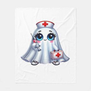 Cute Halloween ghost in a nurse's uniform Classic Fleece Blanket