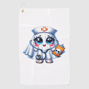 Cute Halloween ghost in a nurse's uniform Classic Golf Towel